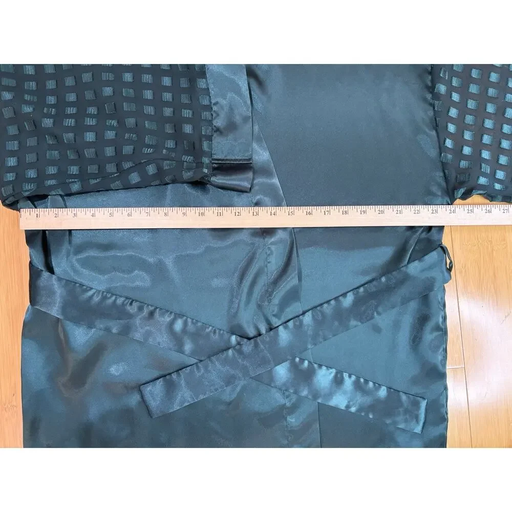 Victoria’s Secret Sz M Knee-Length Kimono Robe Belt Pockets Sheer Sleeves Green